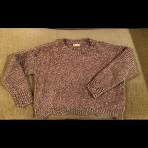 Altar’d state pink sweater woven with silver metallic thread size S/M